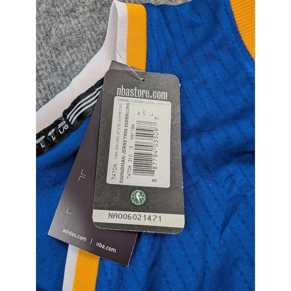 Stephen Curry Warriors Jersey Adidas Swingman Blue Yellow Size Large L NWT New